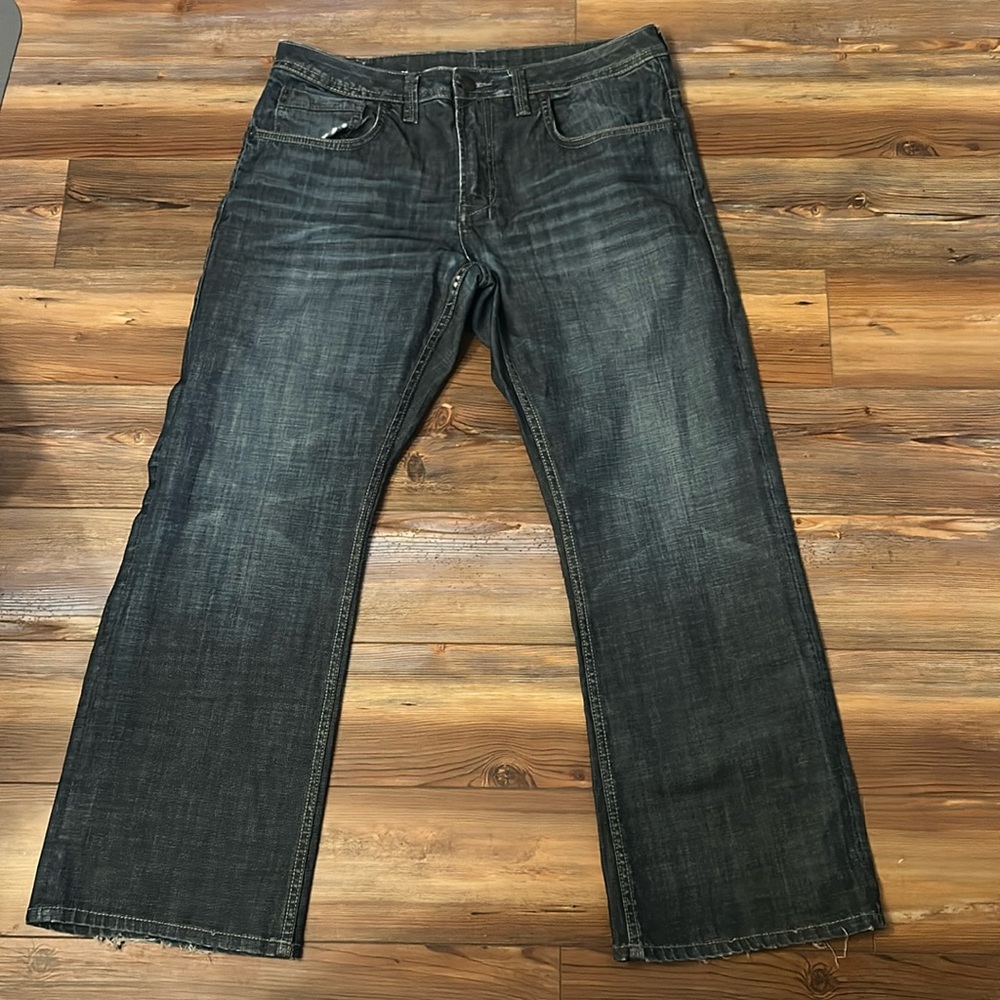 Buffalo Travis Blue Jeans Medium Wash Classic Relaxed Distressed 38x30